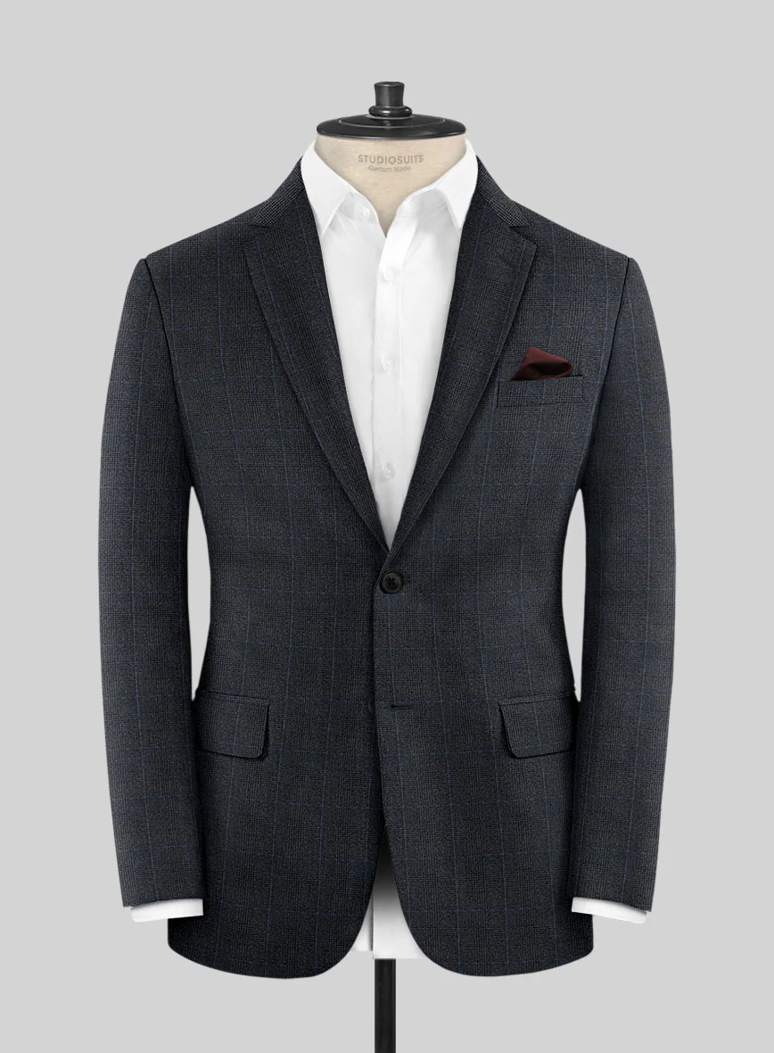 Italian Burta Blue Glen Flannel Suit - Image 3