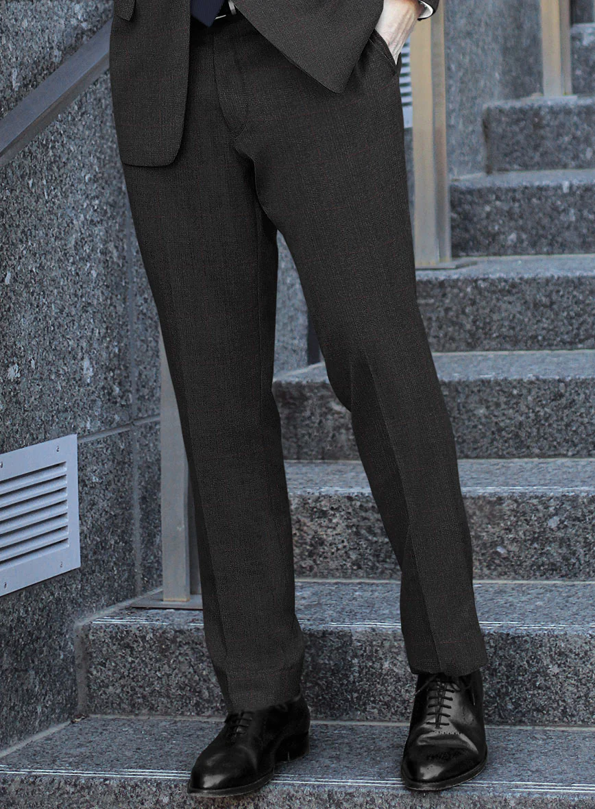 Italian Burta Charcoal Glen Flannel Pants - Image 2