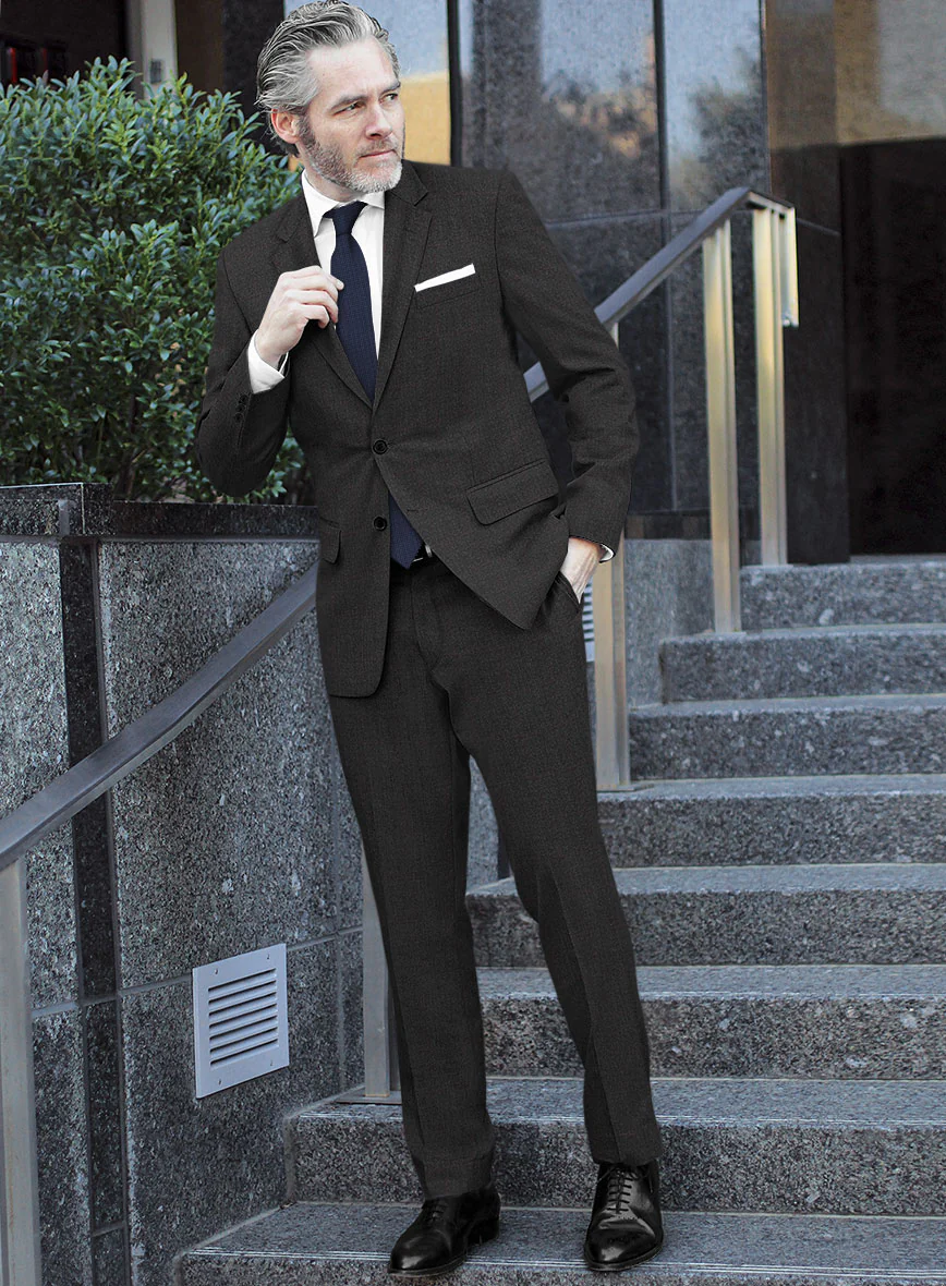 Italian Burta Charcoal Glen Flannel Suit - Image 2