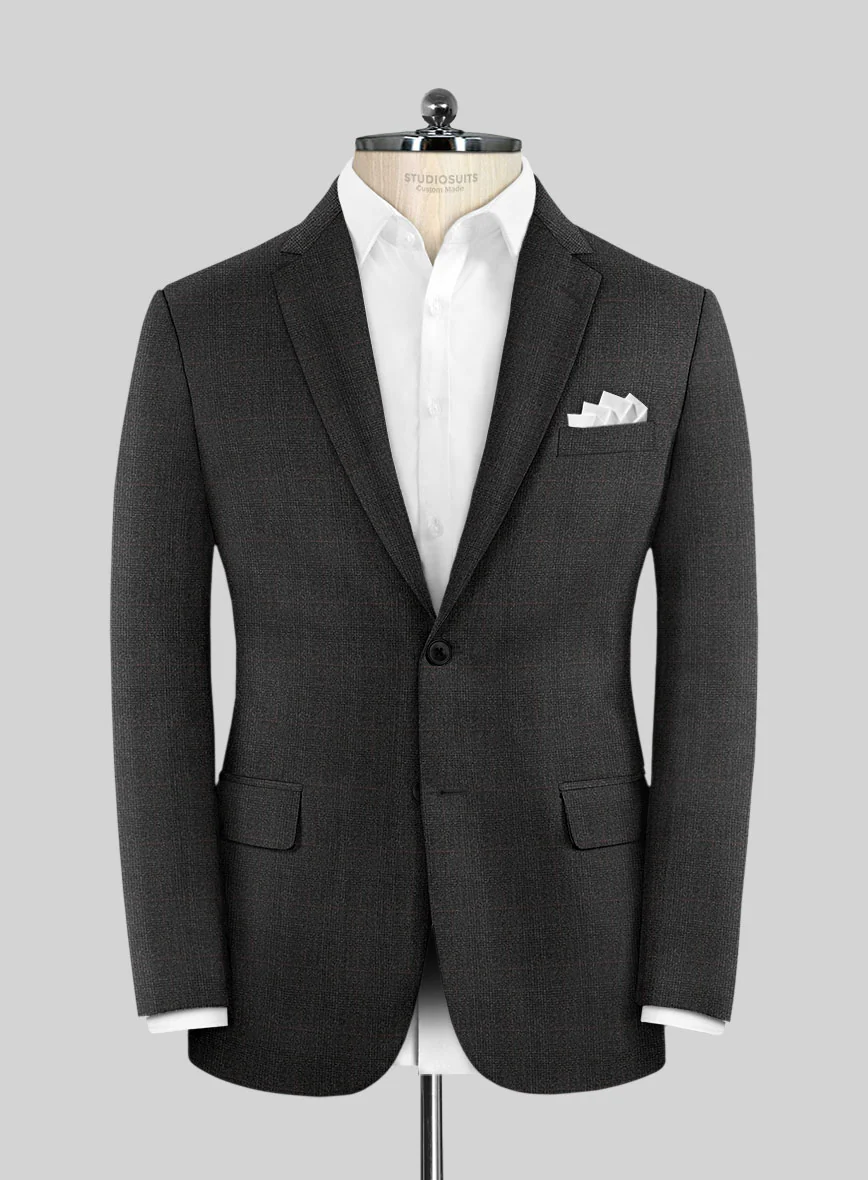 Italian Burta Charcoal Glen Flannel Suit - Image 3