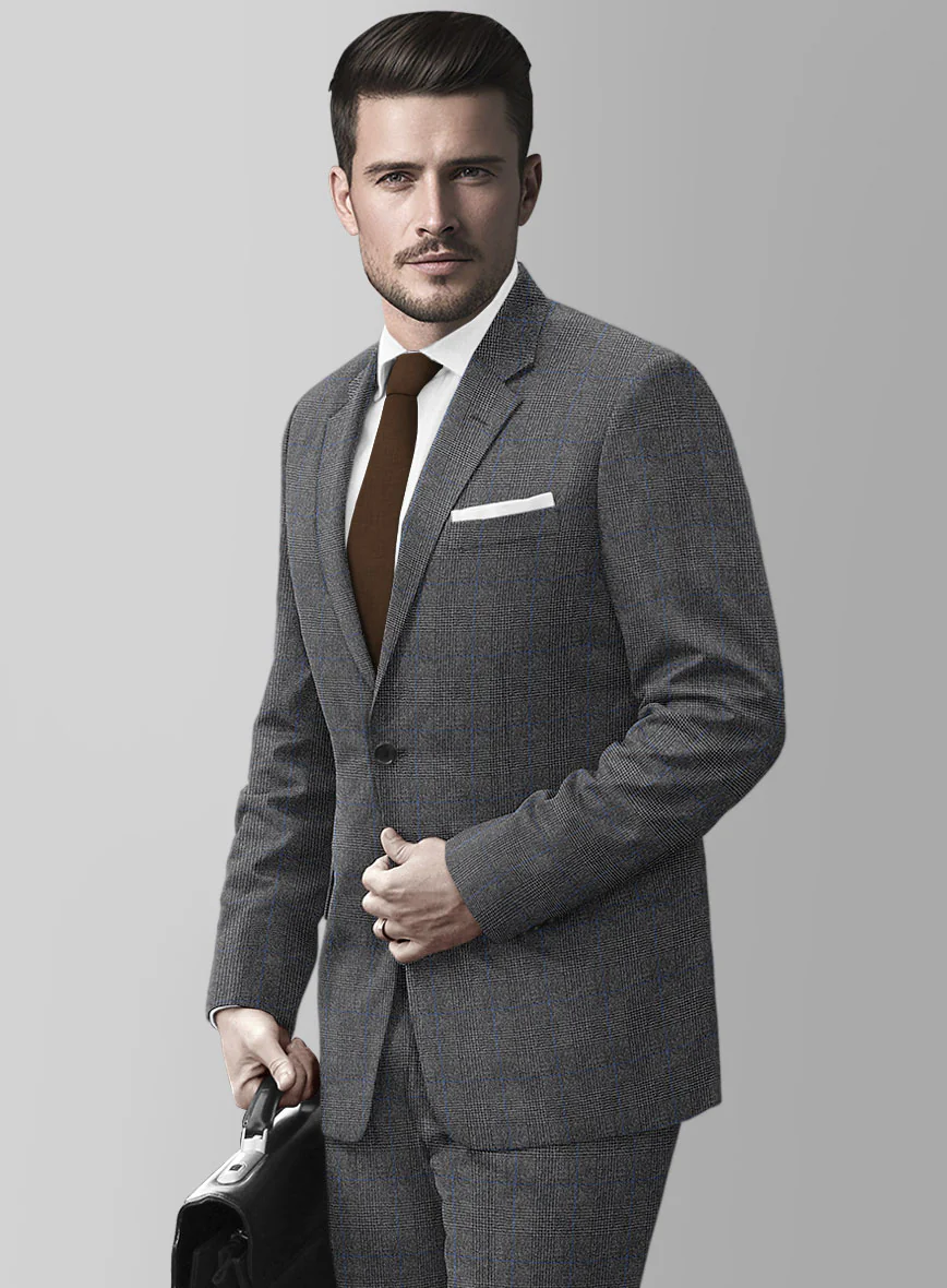 Italian Burta Dark Gray Glen Flannel Jacket - Image 2