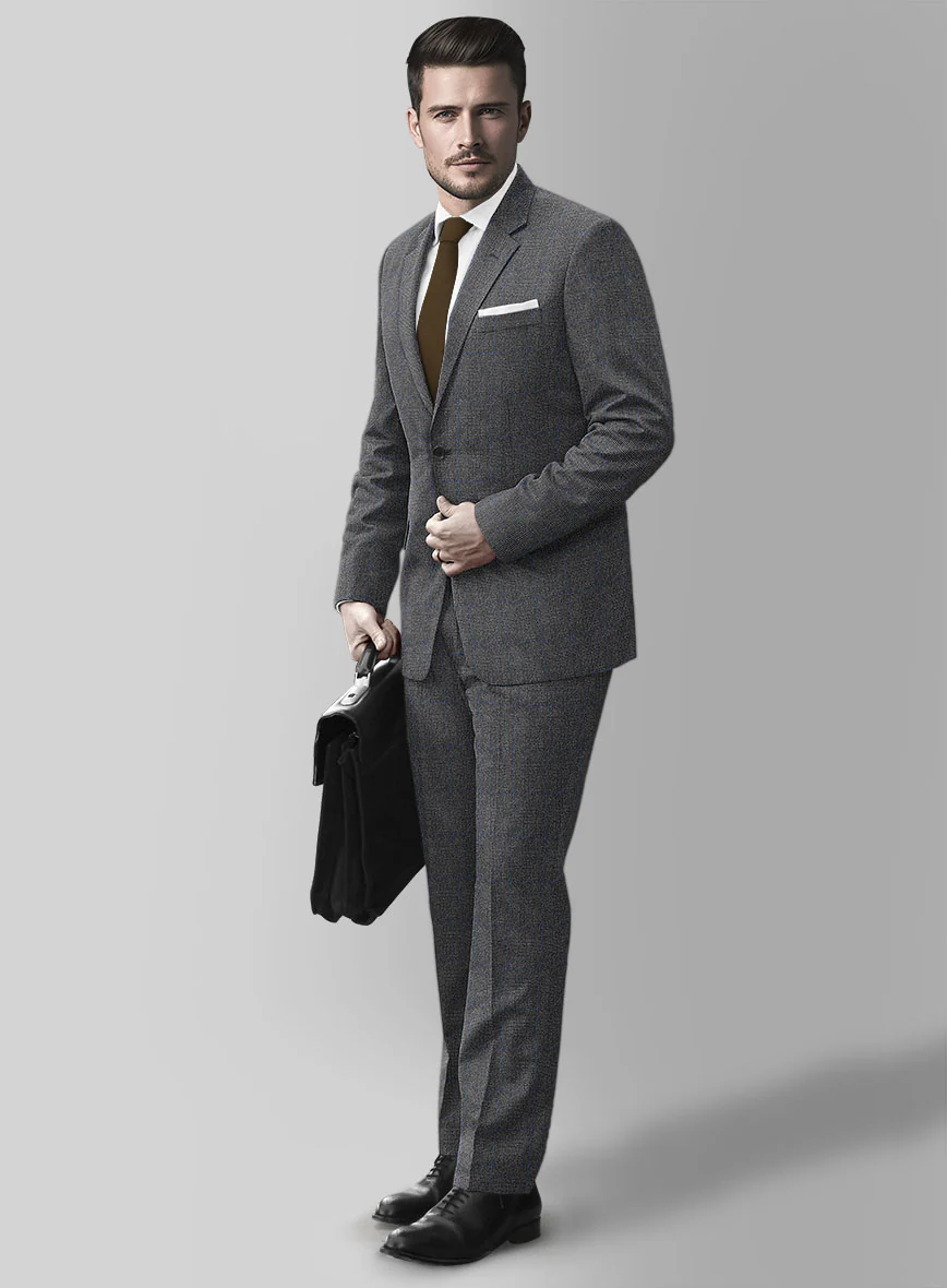 Italian Burta Dark Gray Glen Flannel Suit - Image 2