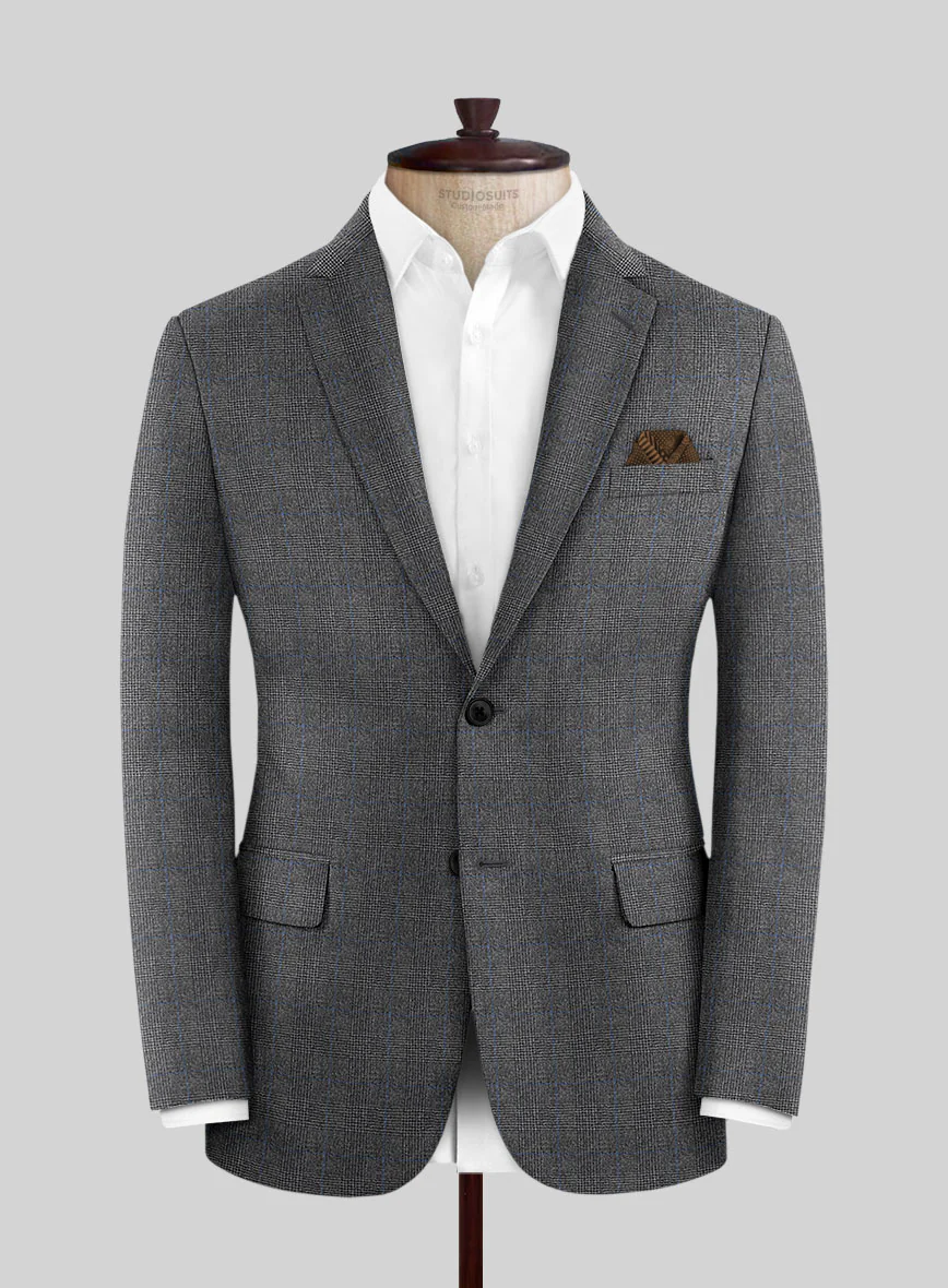 Italian Burta Dark Gray Glen Flannel Suit - Image 3