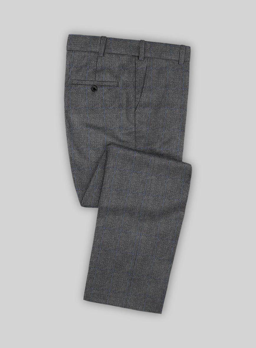 Italian Burta Dark Gray Glen Flannel Suit - Image 6