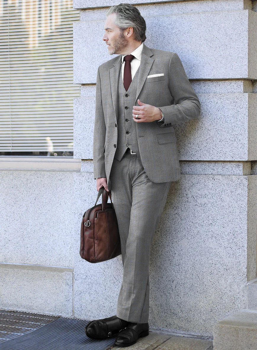 Italian Burta Gray Glen Flannel Suit - Image 2