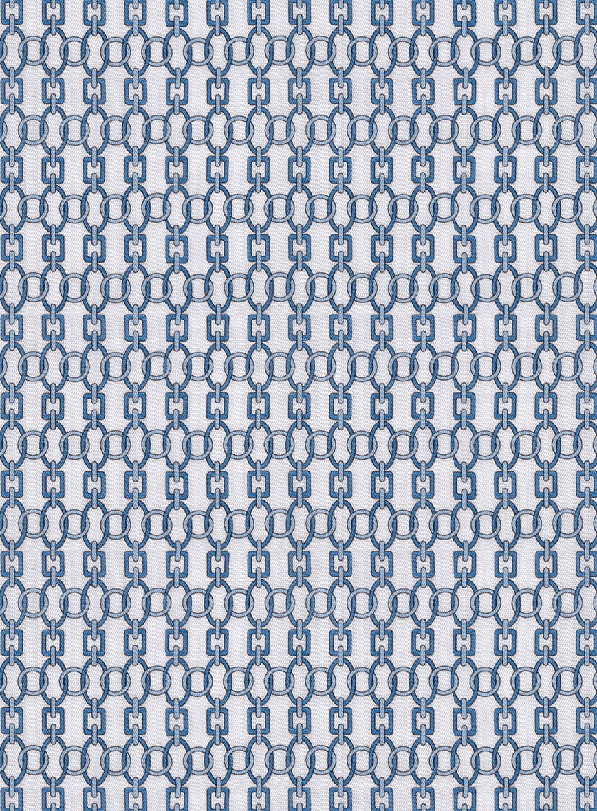 Italian Catena Blue Summer Linen Shirt - Image 3