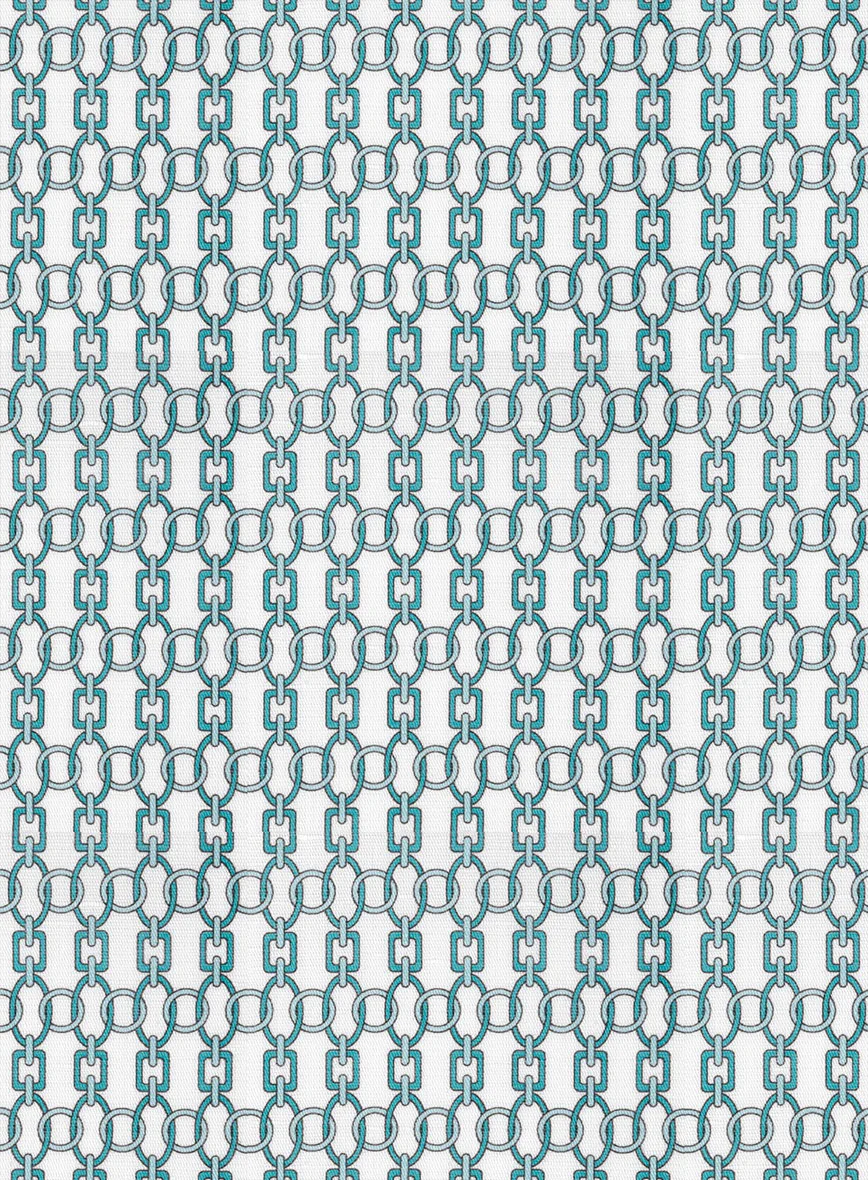 Italian Catena Turquoise Blue Summer Linen Shirt - Image 4
