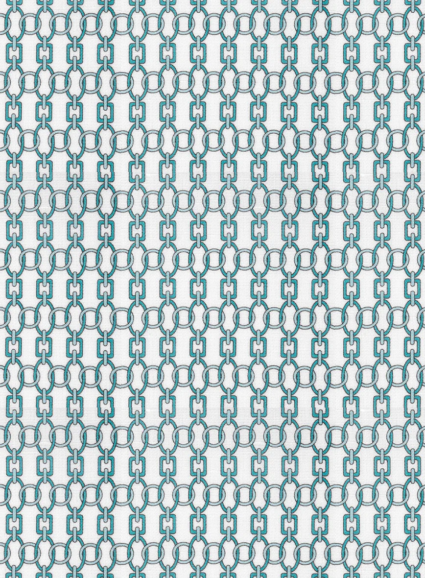 Italian Catena Turquoise Blue Summer Linen Shirt - Image 3