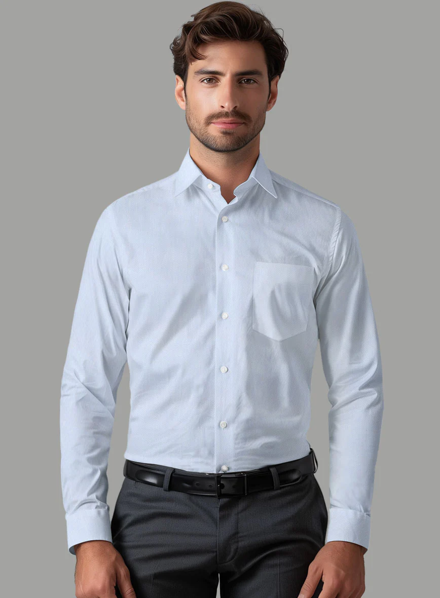Italian Cavalry Twill Light Blue Shirt - Image 3