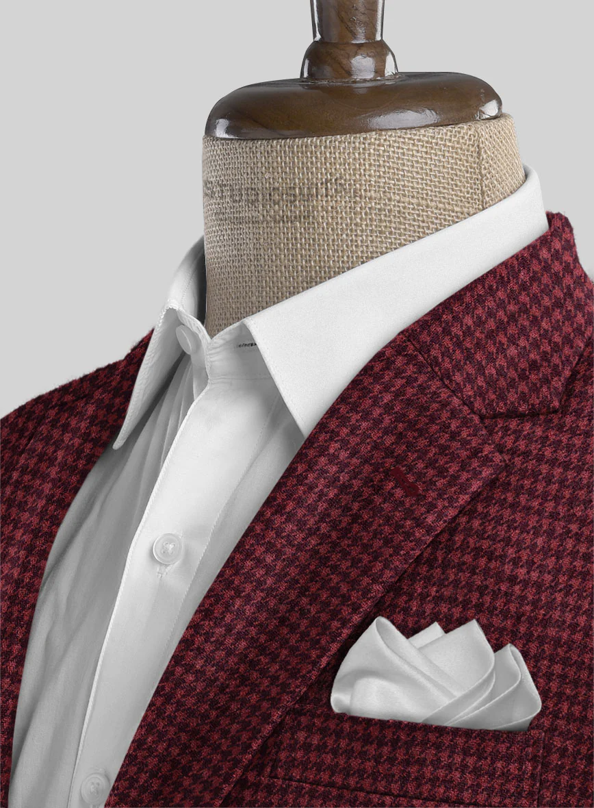 Italian Cerise Houndstooth Tweed Jacket - Image 3