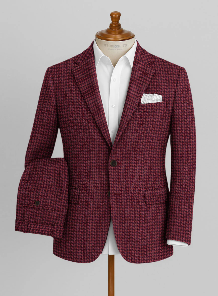 Italian Cerise Houndstooth Tweed Suit - Image 2