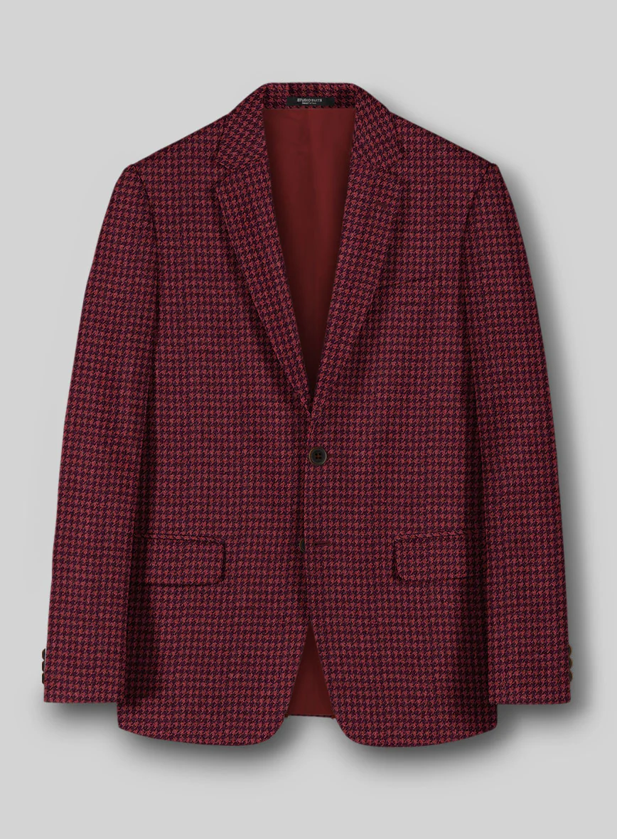 Italian Cerise Houndstooth Tweed Suit - Image 3