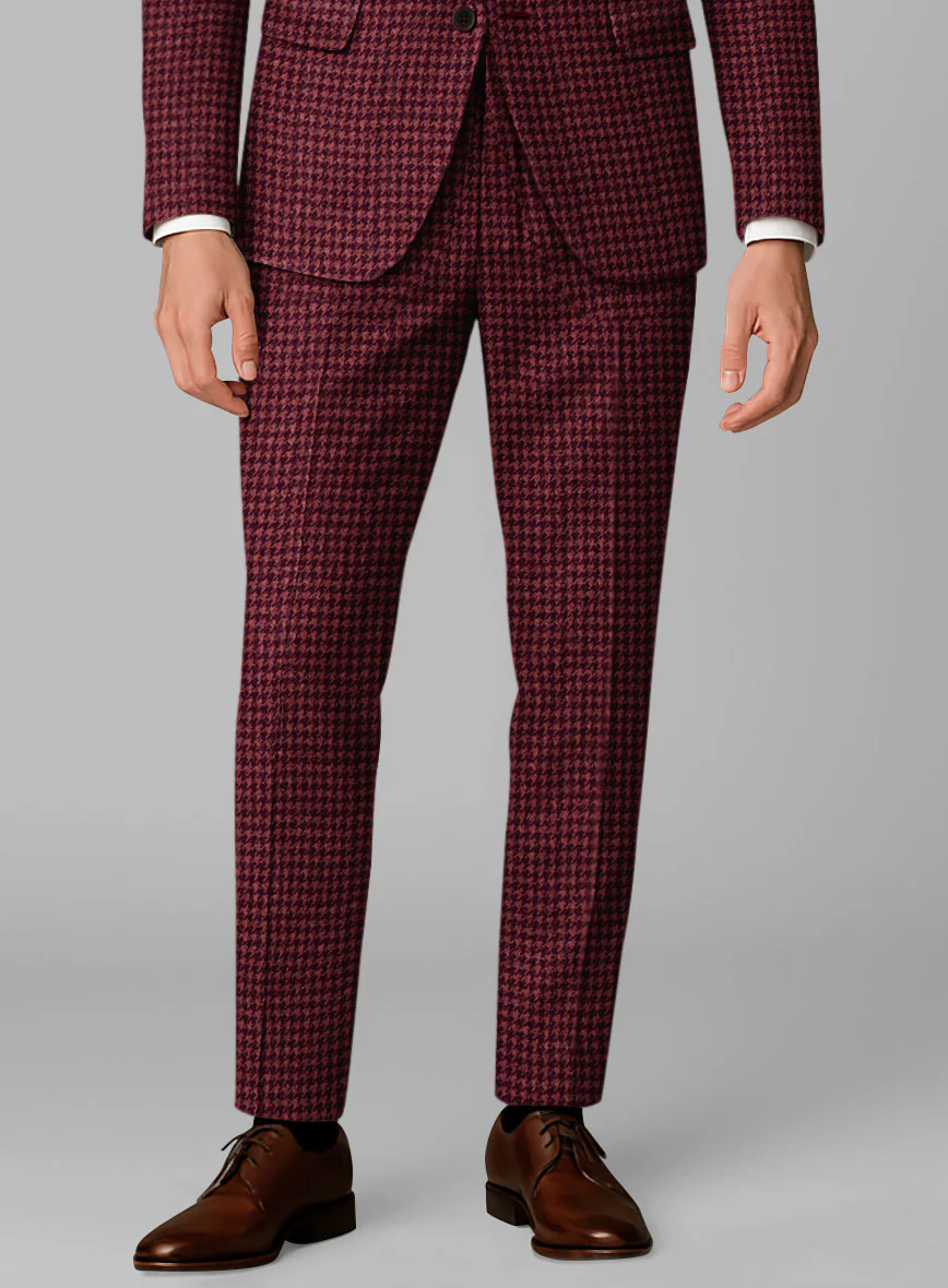 Italian Cerise Houndstooth Tweed Suit - Image 7