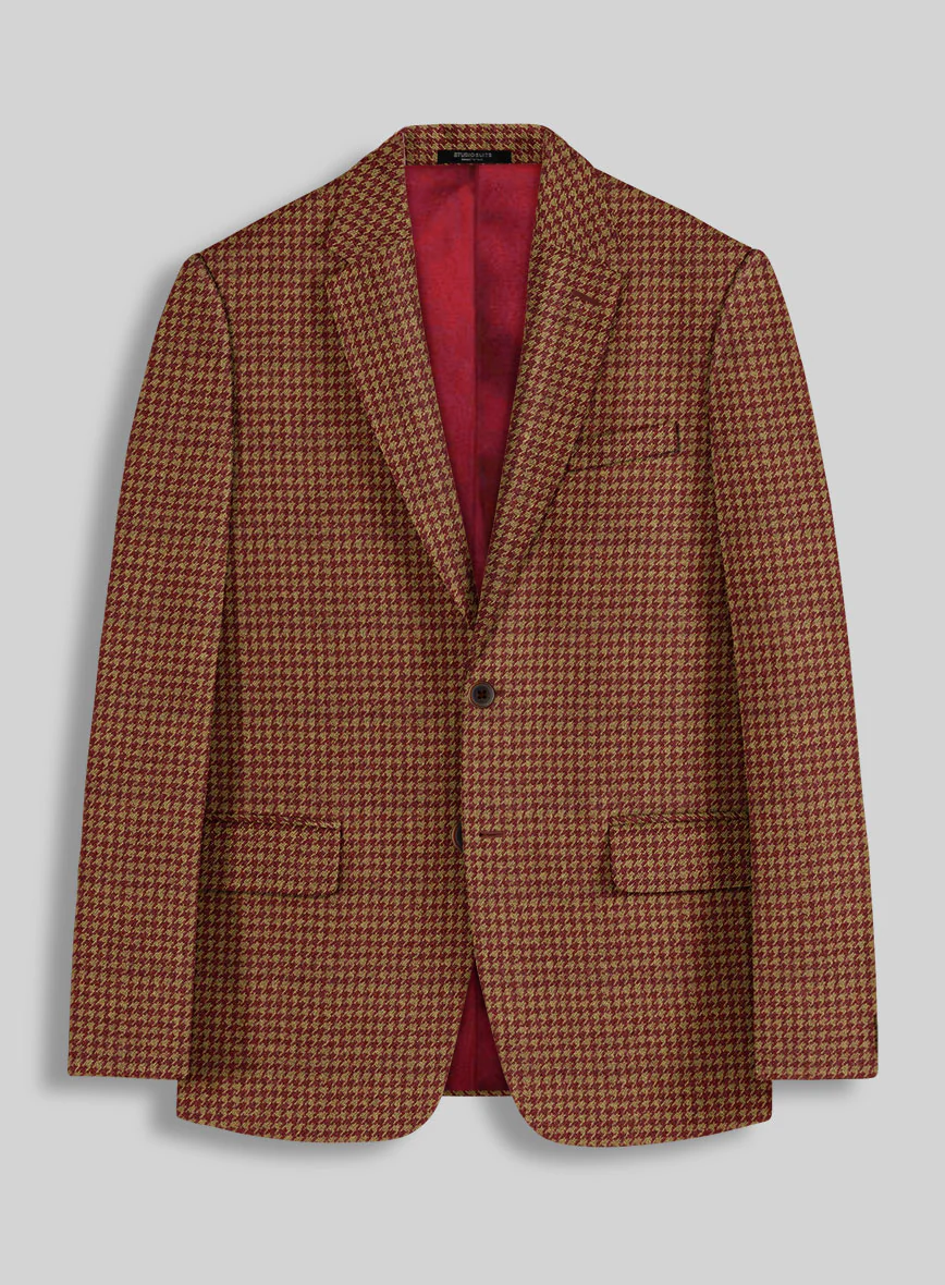 Italian Chestnut Red Houndstooth Tweed Suit - Image 3