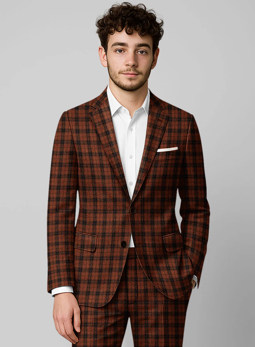 Italian Claretburn Check Tweed Suit - Image 2