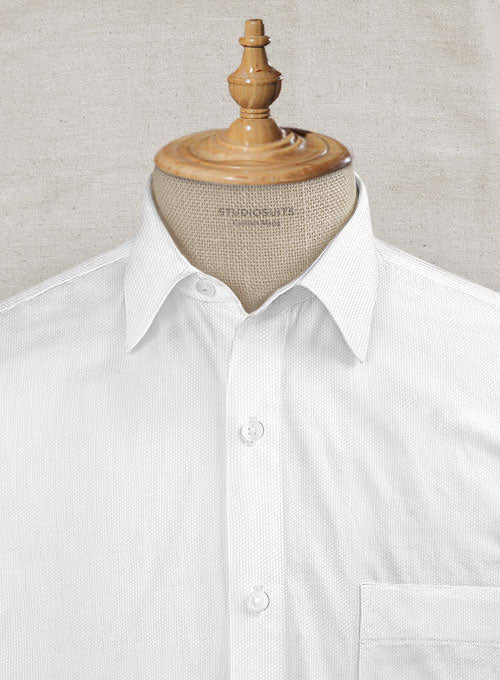 Italian Cotton Dobby Edvigo White Shirt - Image 2