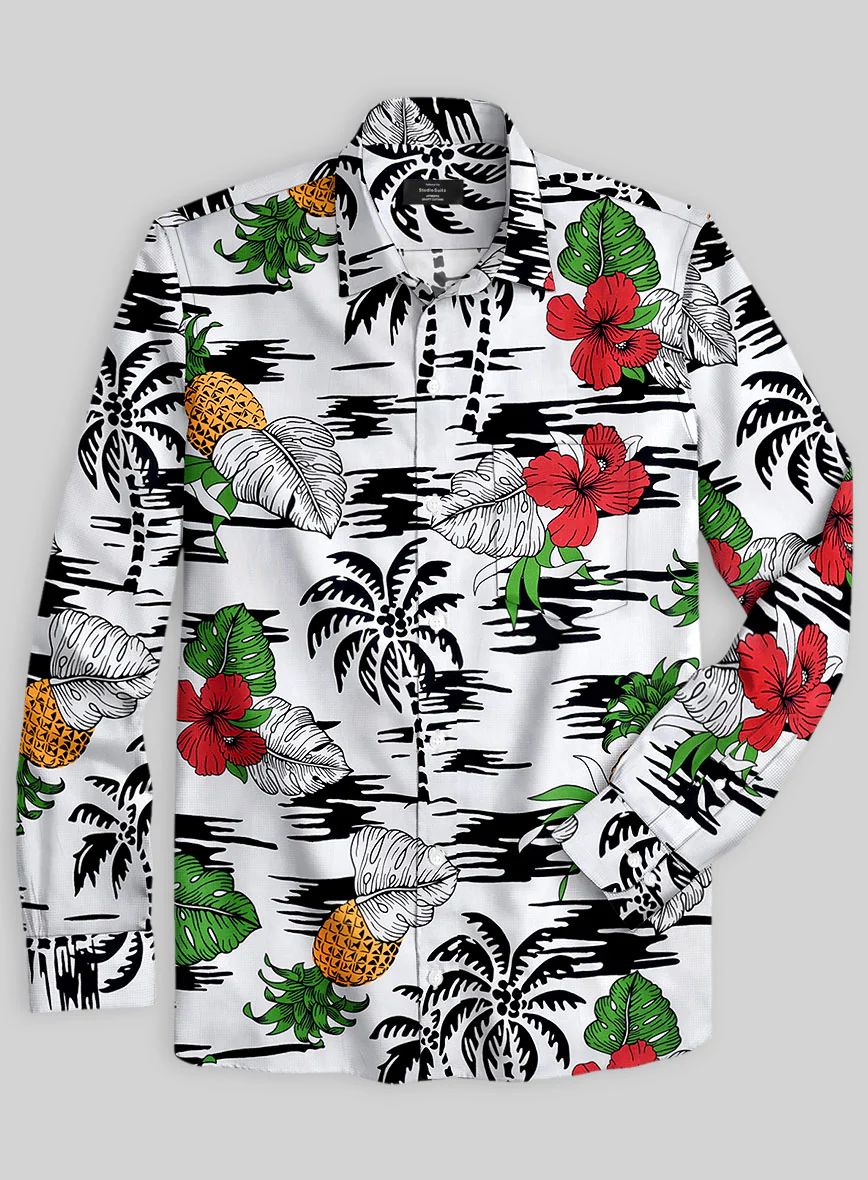 Italian Cotton Hibiscus Shirt - Image 2