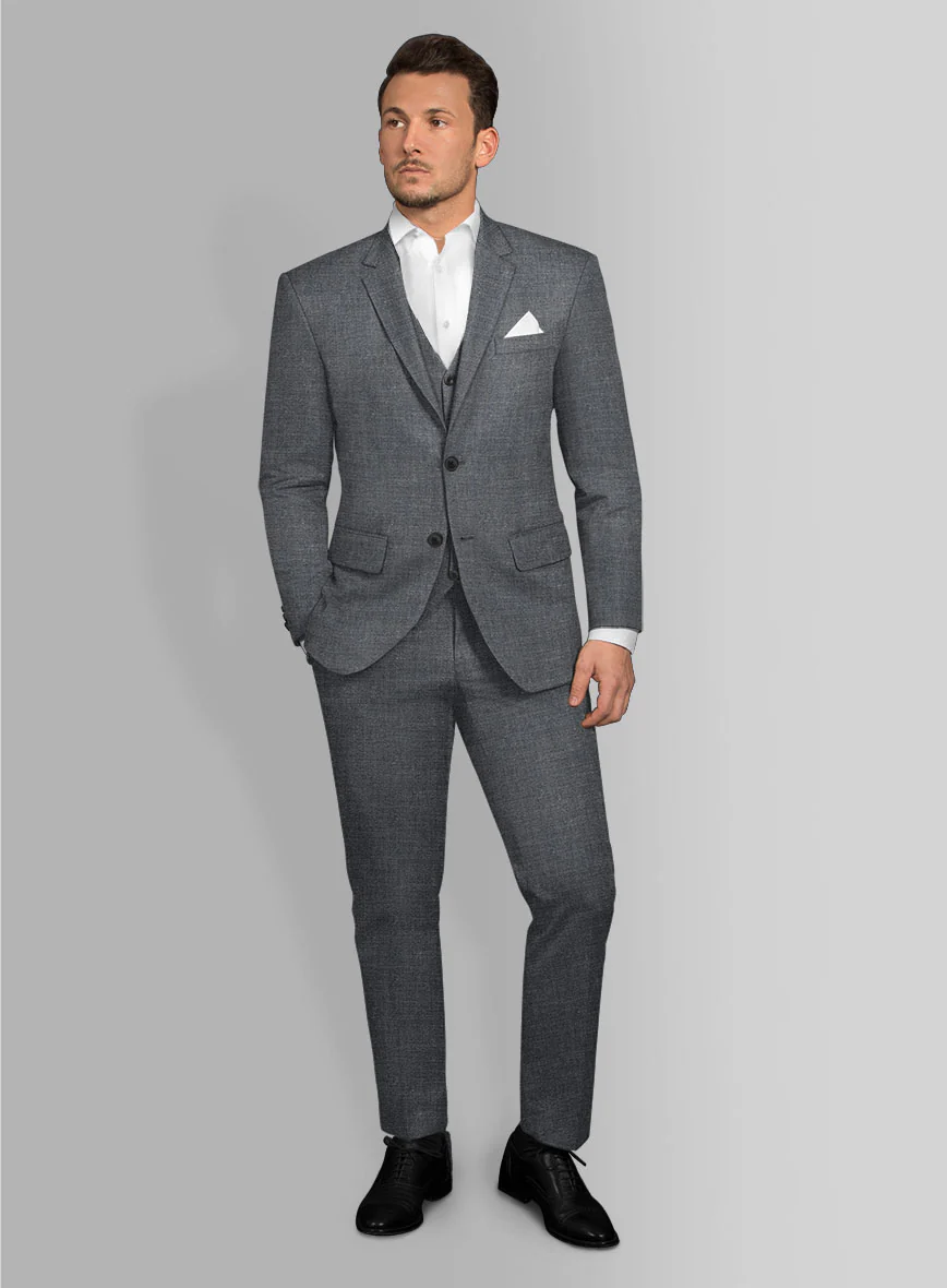 Italian Cotton Lycra Denim Gray Blue Suit - Image 2