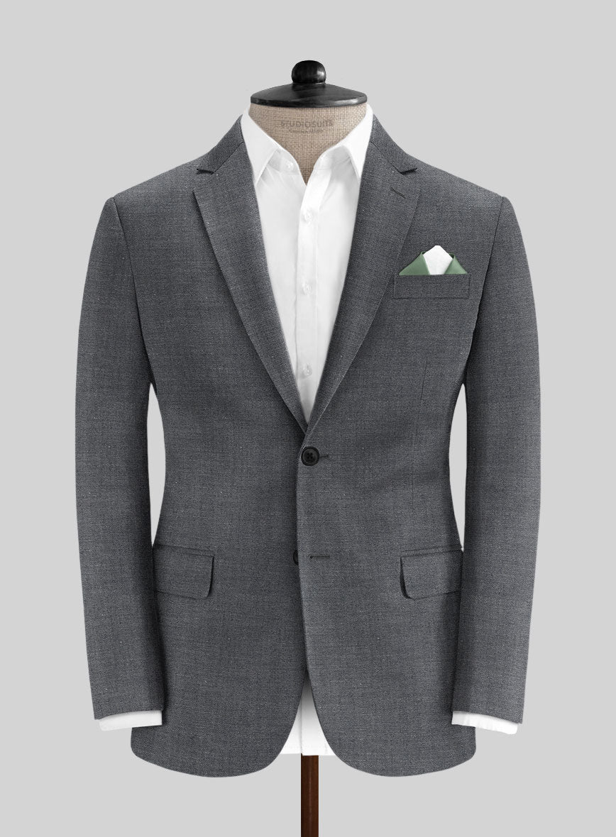 Italian Cotton Lycra Denim Gray Blue Suit - Image 3