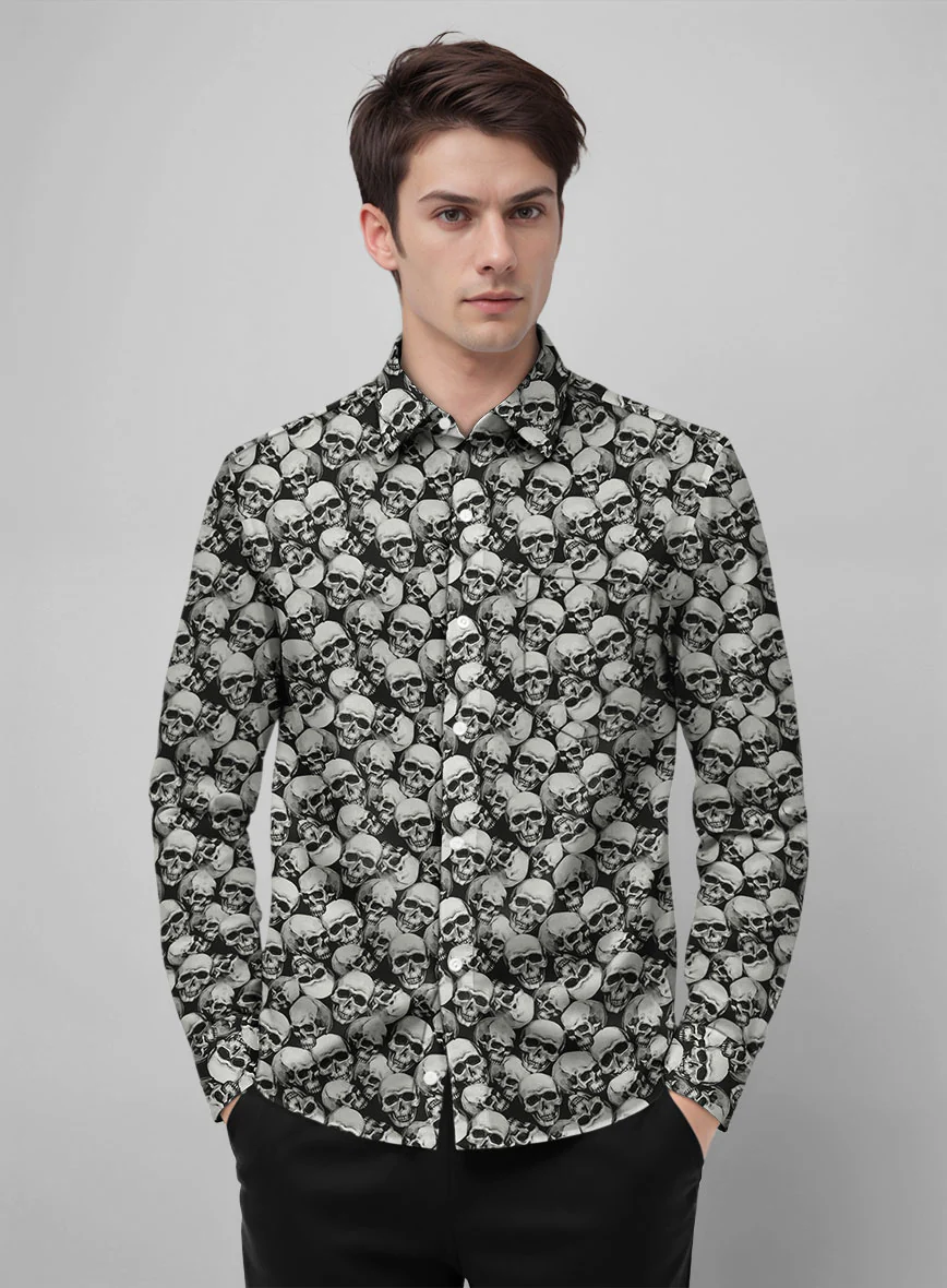 Italian Cotton Rebel Skull Shirt - Image 2