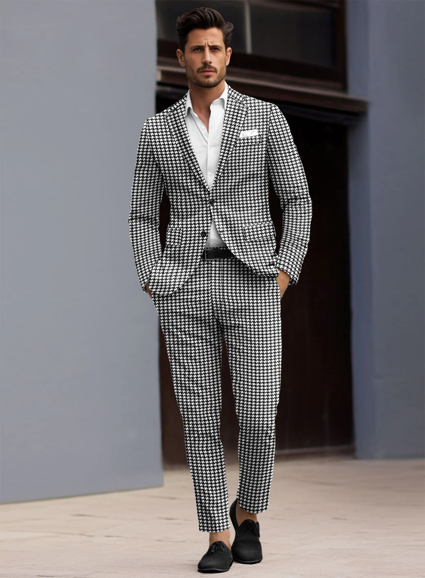 Italian Cotton Silk Bold Houndstooth Suit - Image 2