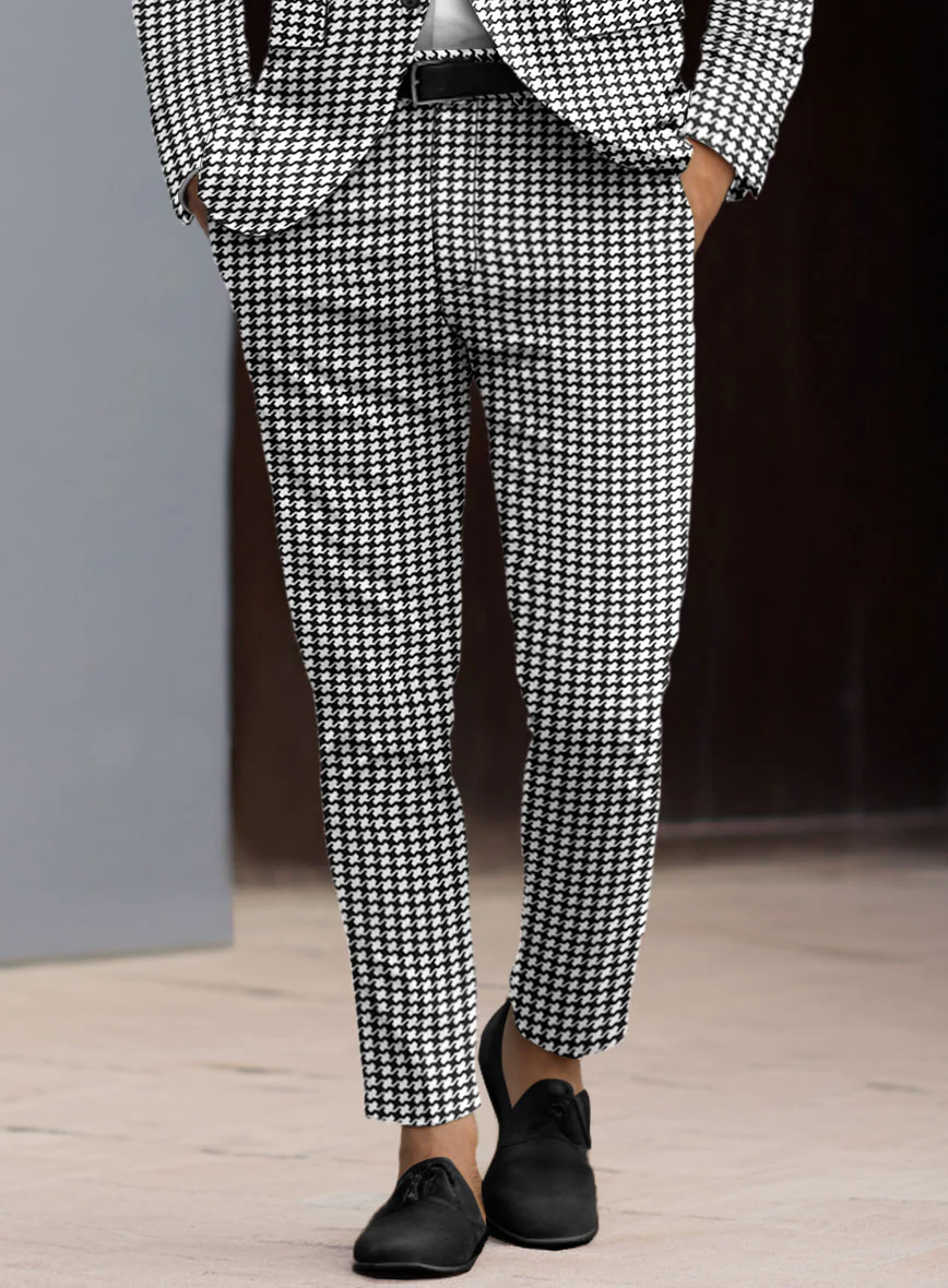 Italian Cotton Silk Bold Houndstooth Pants - Image 2