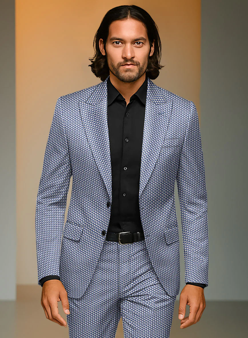 Italian Cotton Stretch Blu Mistrale Suit - Image 3