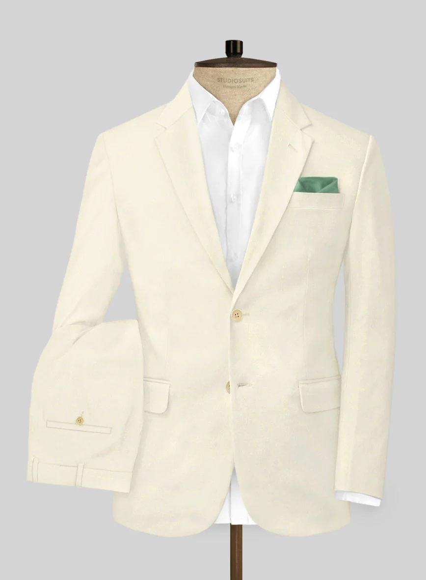 Italian Cream Cotton Stretch Suit - Image 2
