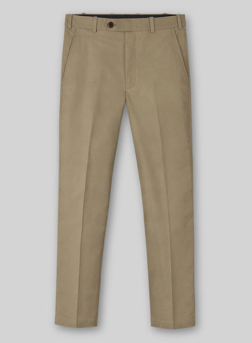 Italian Dark Beige Cotton Stretch Pants - Image 2