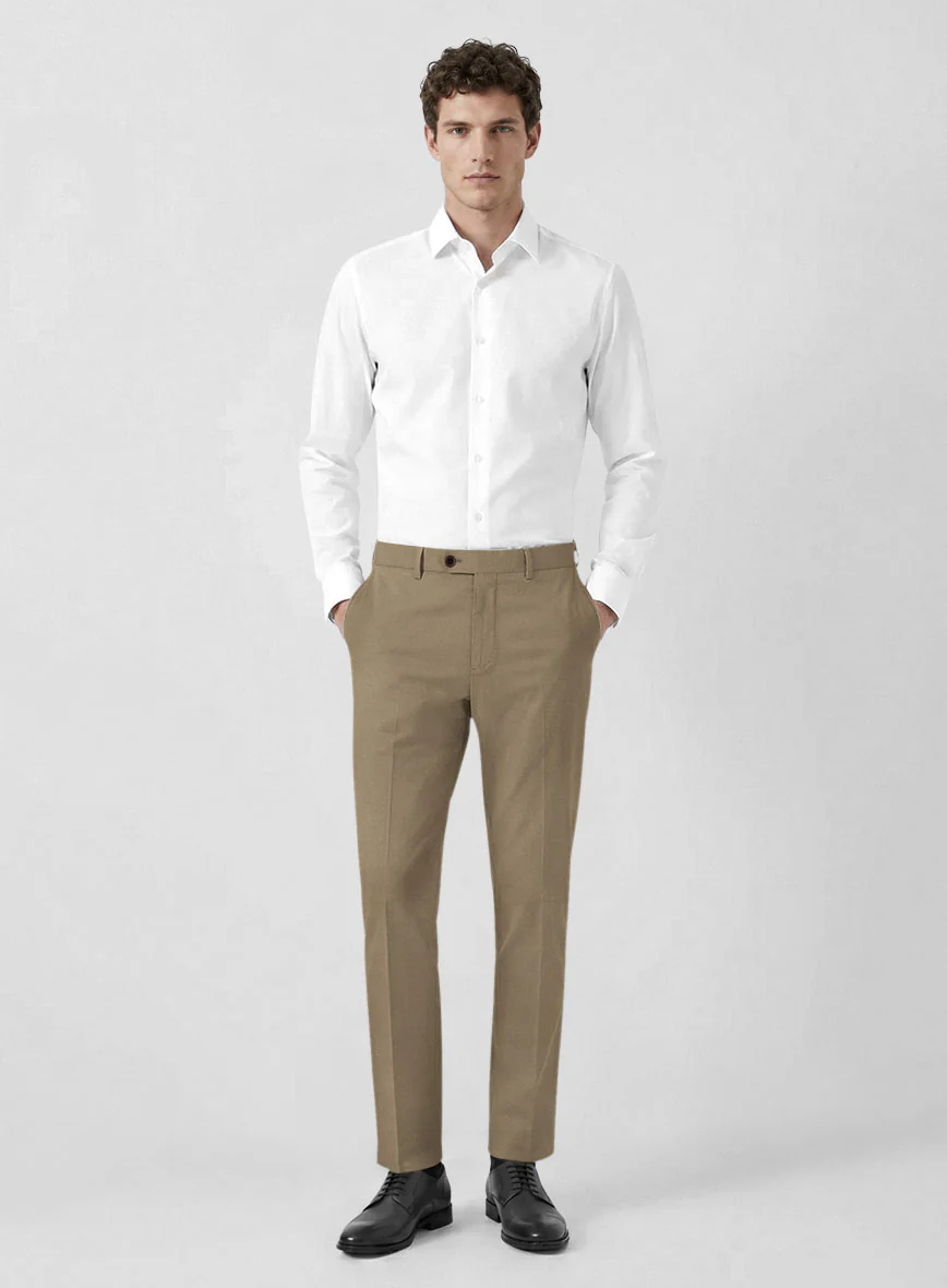 Italian Dark Beige Cotton Stretch Pants - Image 3