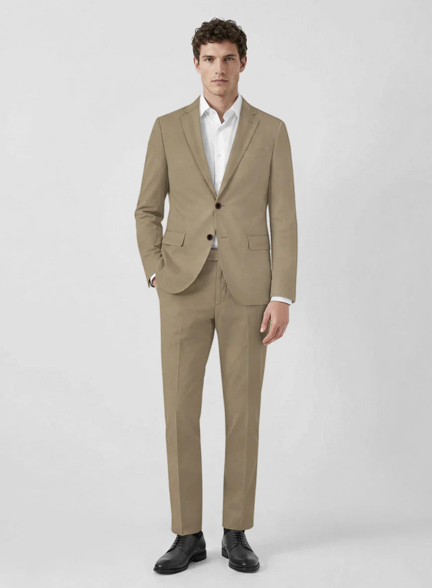 Italian Dark Beige Cotton Stretch Suit