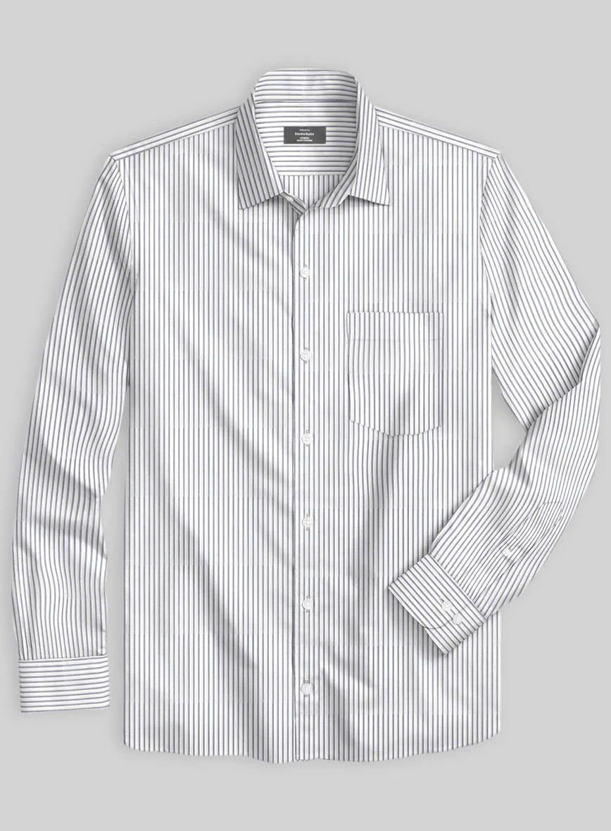 Italian Dark Blue Candy Stripe Shirt - Image 2