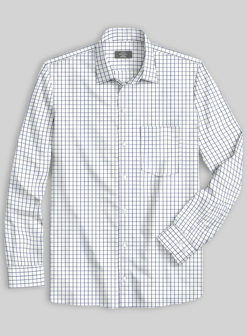 Italian Dark Blue Checkered Shirt - Image 2