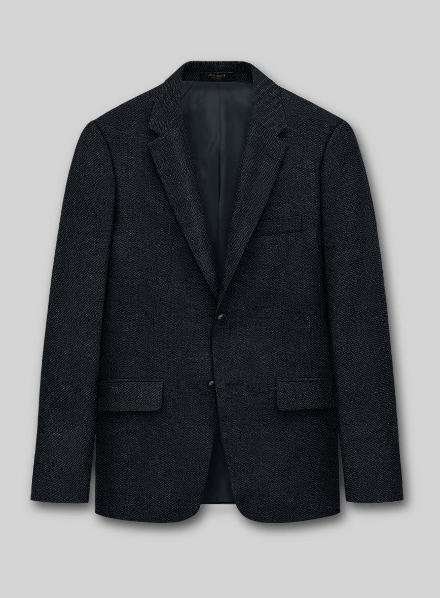 Italian Dark Blue Linen Suit - Image 2