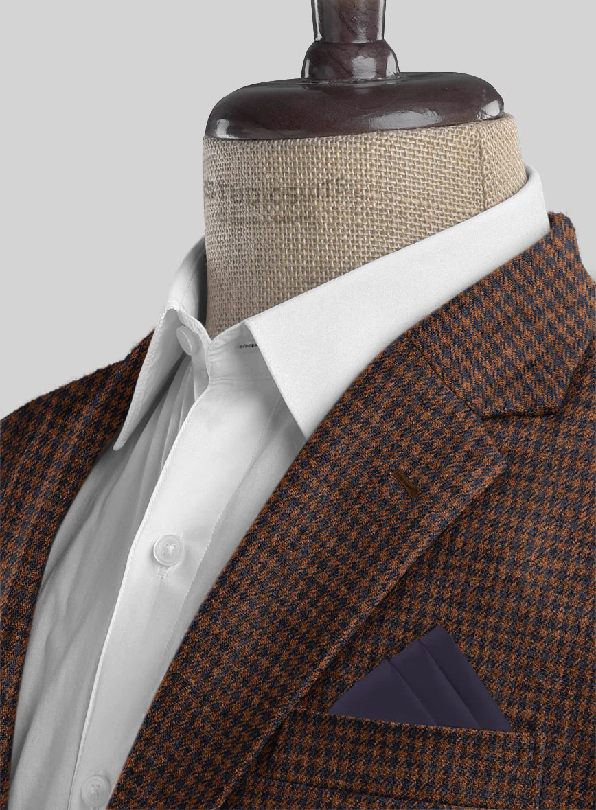 Italian Dark Brown Houndstooth Tweed Jacket - Image 3