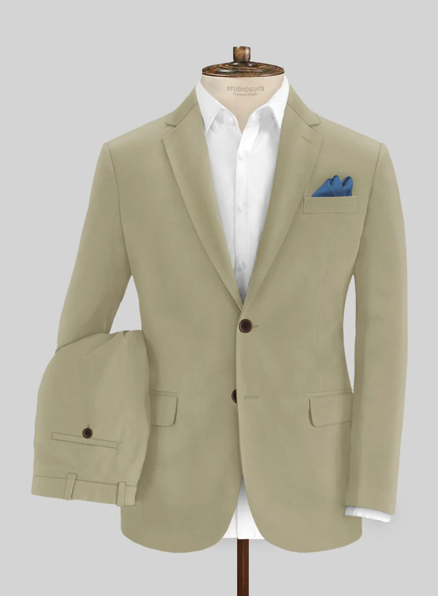 Italian Dark Tan Cotton Stretch Suit - Image 2