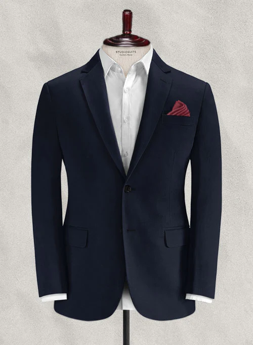 Italian Deep Navy Blue Cotton Stretch Suit - Image 2