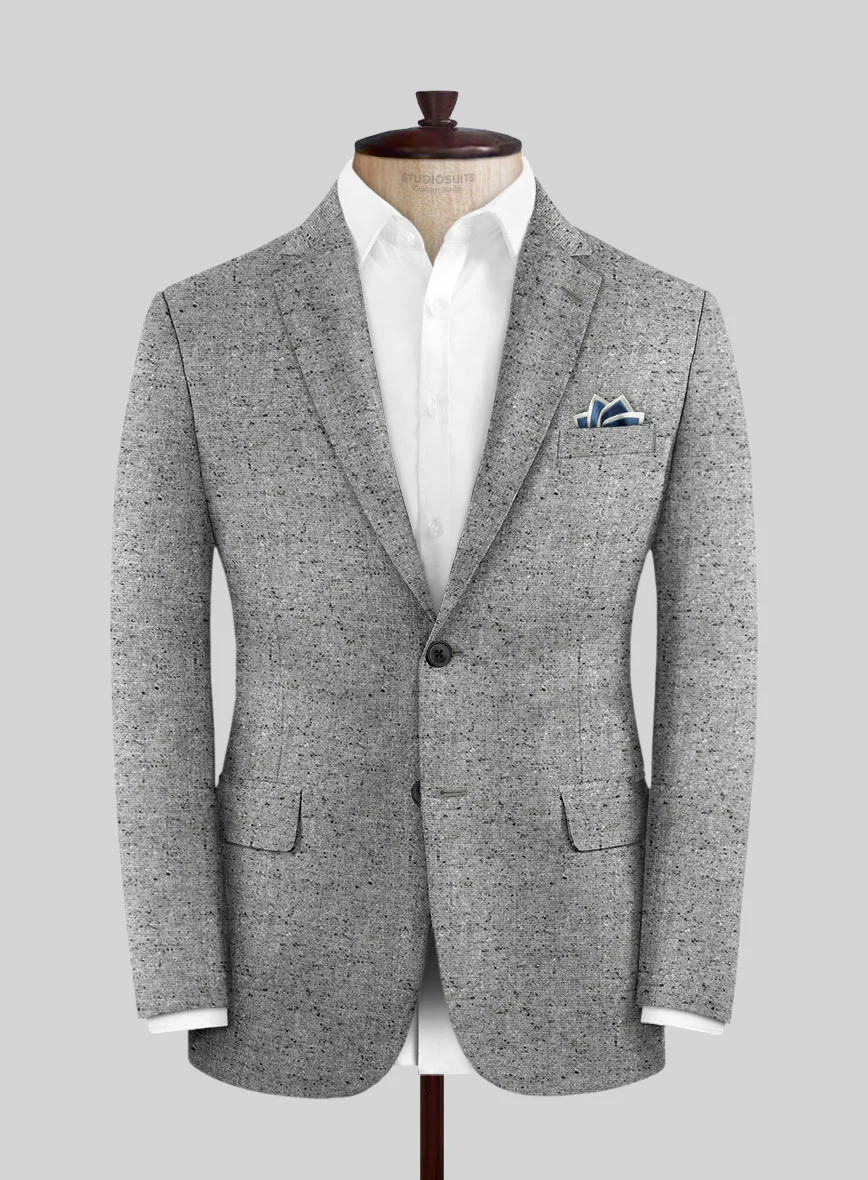 Italian Donegal Light Gray Wool Jacket - Image 3