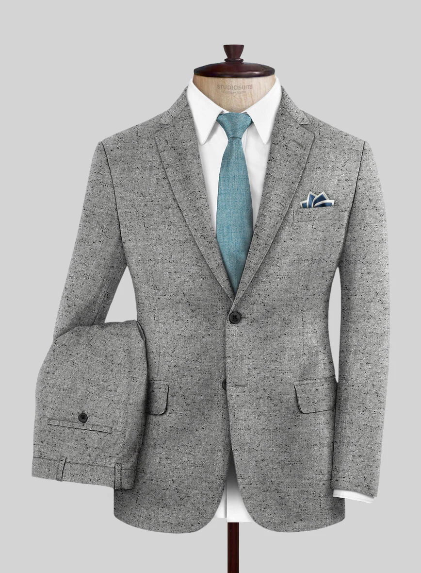 Italian Donegal Light Gray Wool Suit - Image 2