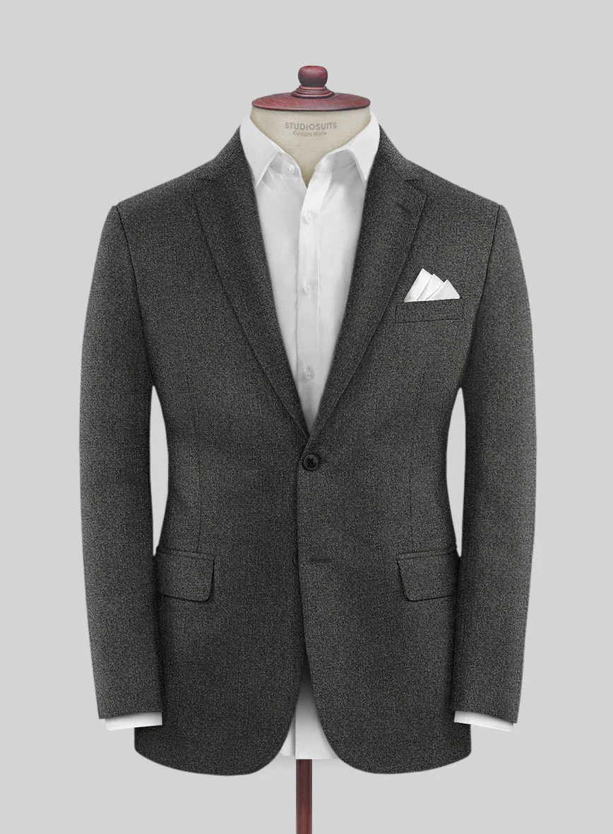 Italian Drego Gray Herringbone Wool Suit - Image 3