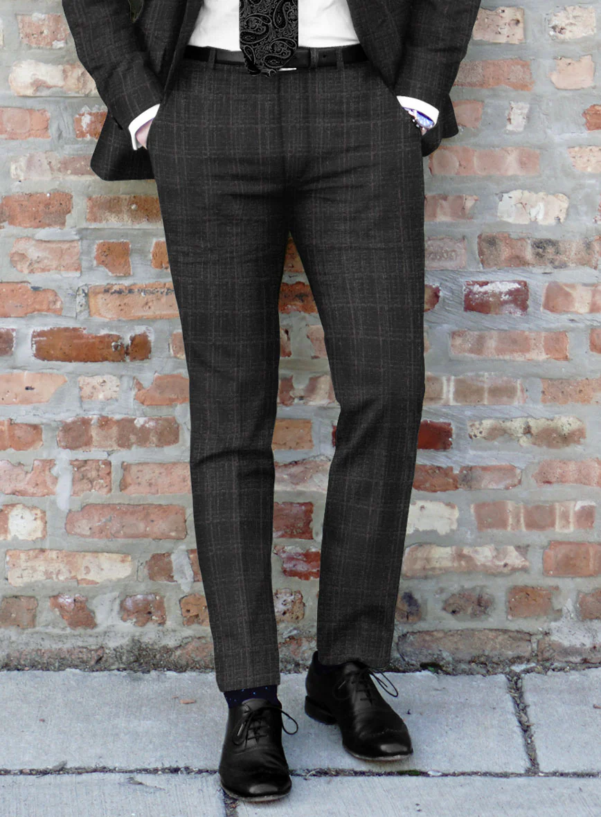 Italian Ecar Black Checks Flannel Suit - Image 4