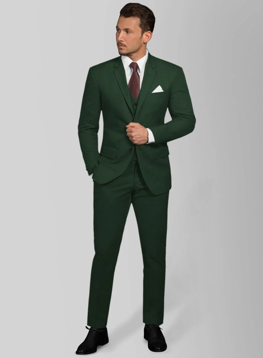 Italian Emerald Green Cotton Stretch Suit - Image 2