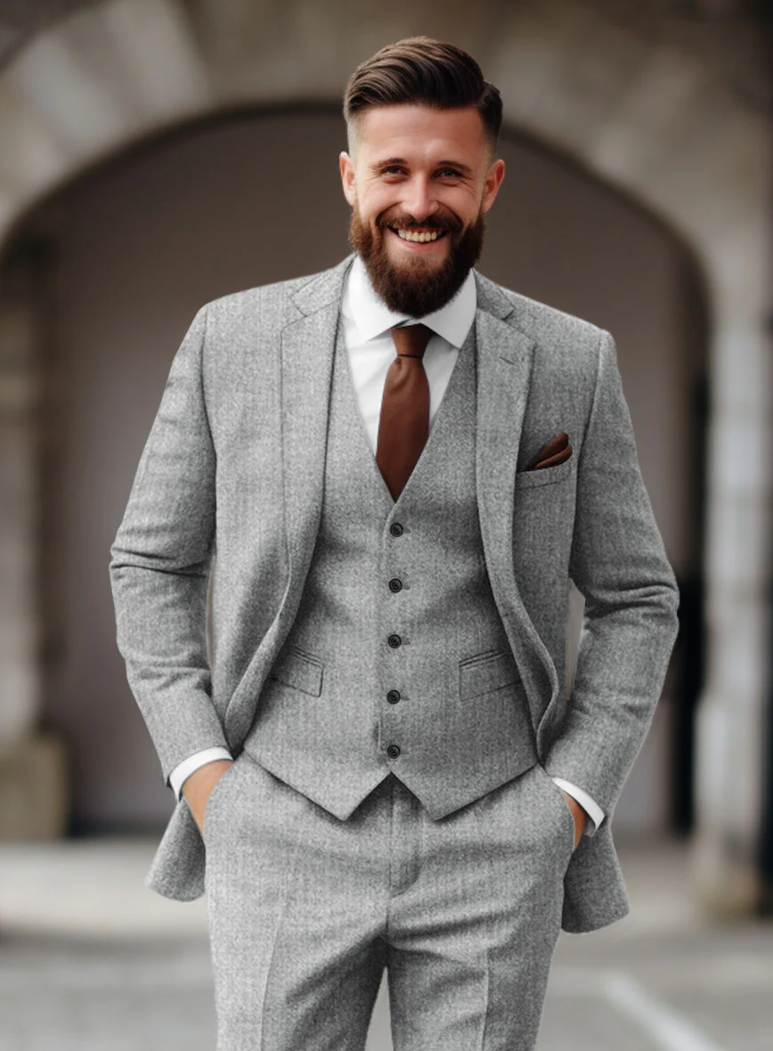 Italian Empire Gray Tweed Jacket - Image 2