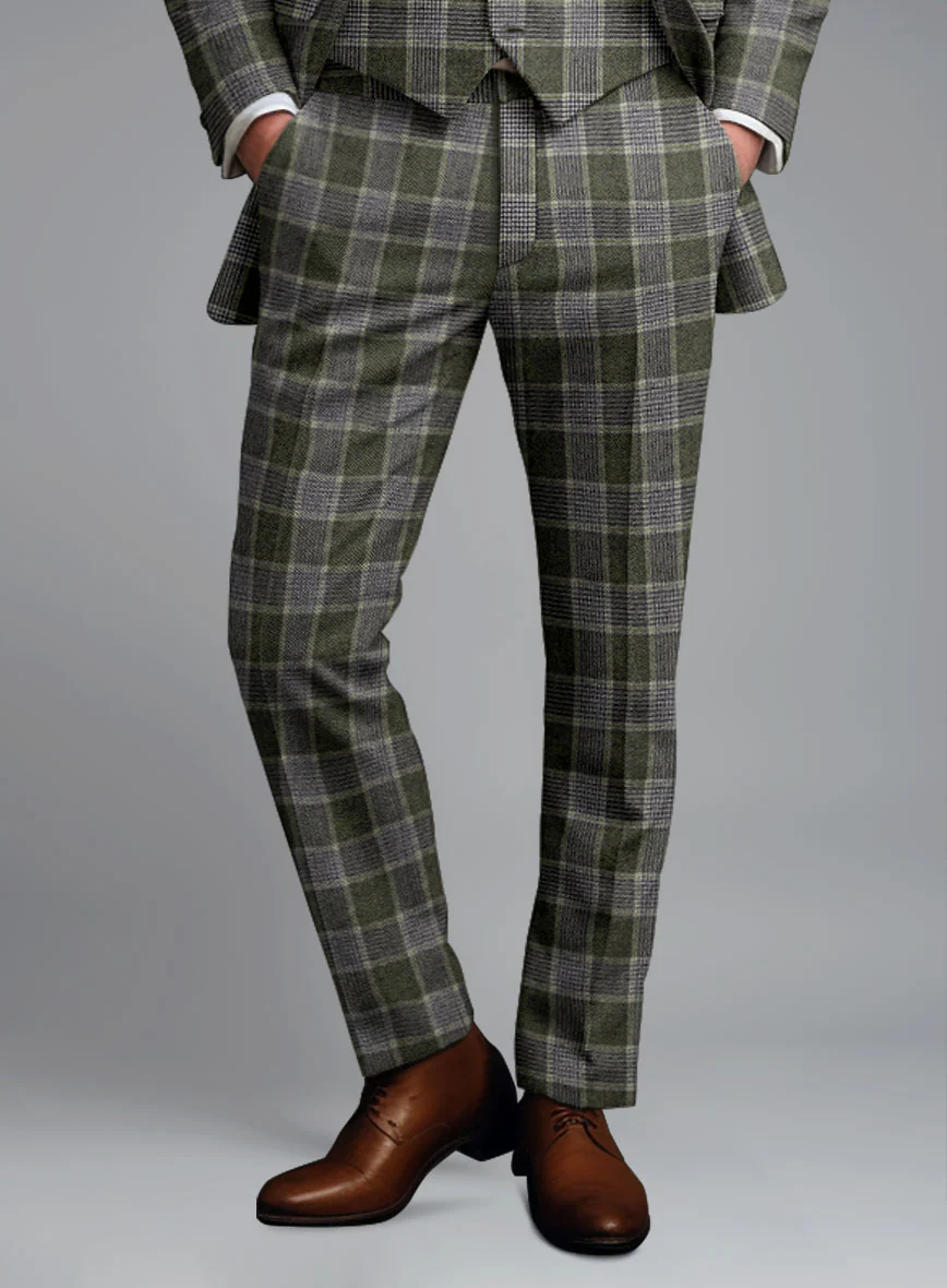 Italian Fabrizio Check Tweed Pants - Image 2
