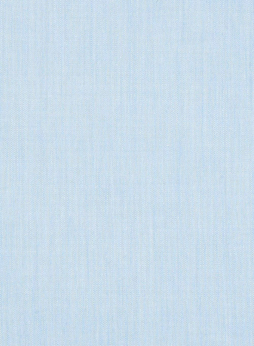 Italian Fine Herringbone Blue Shirt - Image 3