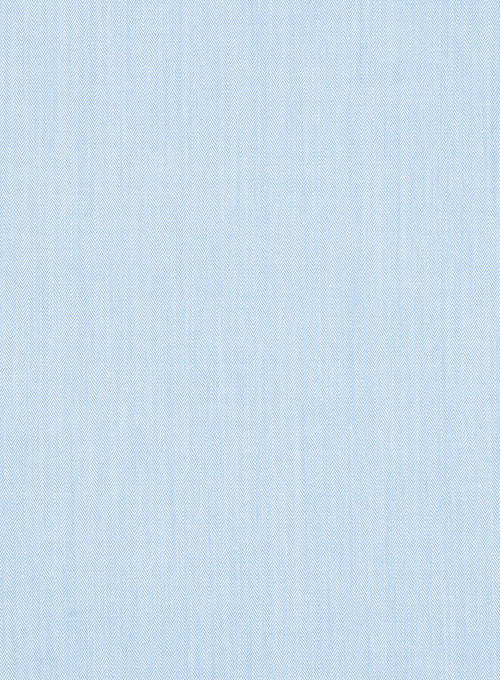 Italian Fine Herringbone Blue Shirt - Image 3