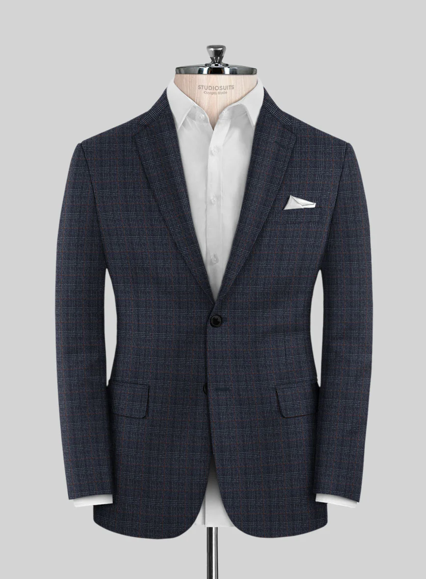 Italian Flick Blue Checks Flannel Suit - Image 3