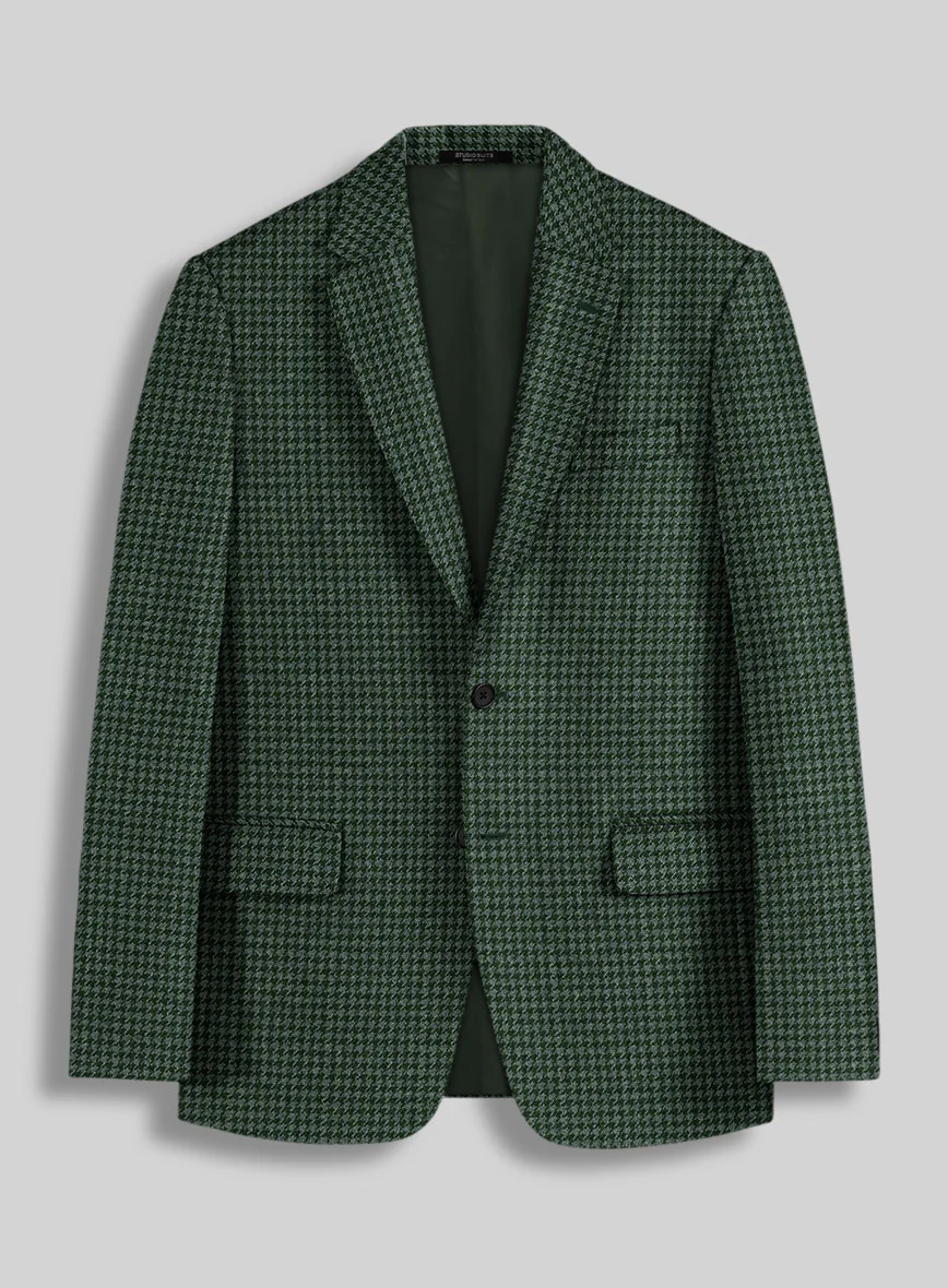 Italian Forest Green Houndstooth Tweed Suit - Image 3