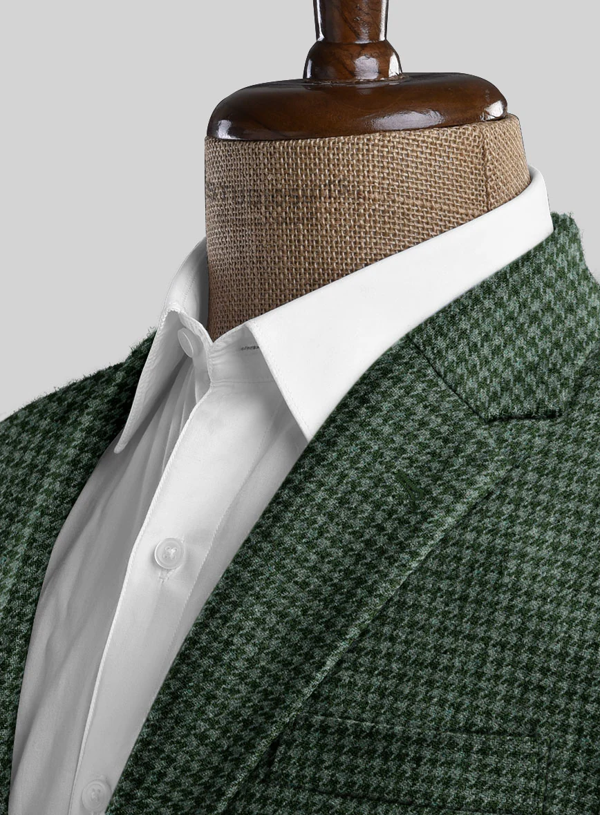 Italian Forest Green Houndstooth Tweed Suit - Image 5