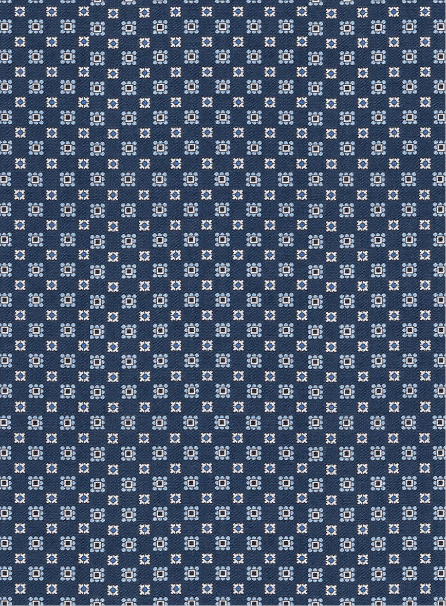 Italian Foulard Dark Blue Summer Linen Shirt - Image 4